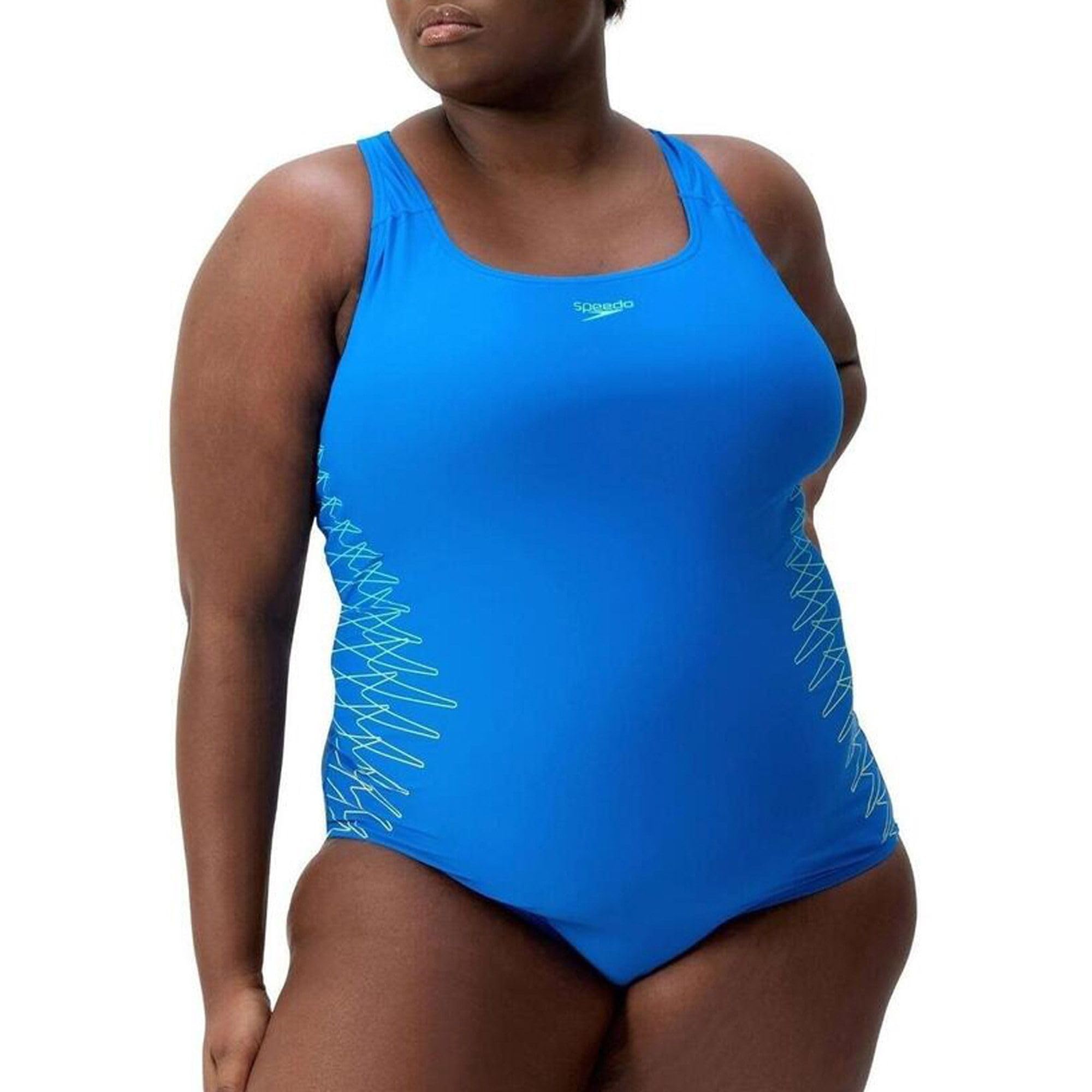 Speedo Women's Plus Size Eco Endurance+ Medalist | Chlorine Resistance | Recycled Fabric Swimsuit, Blue, 46