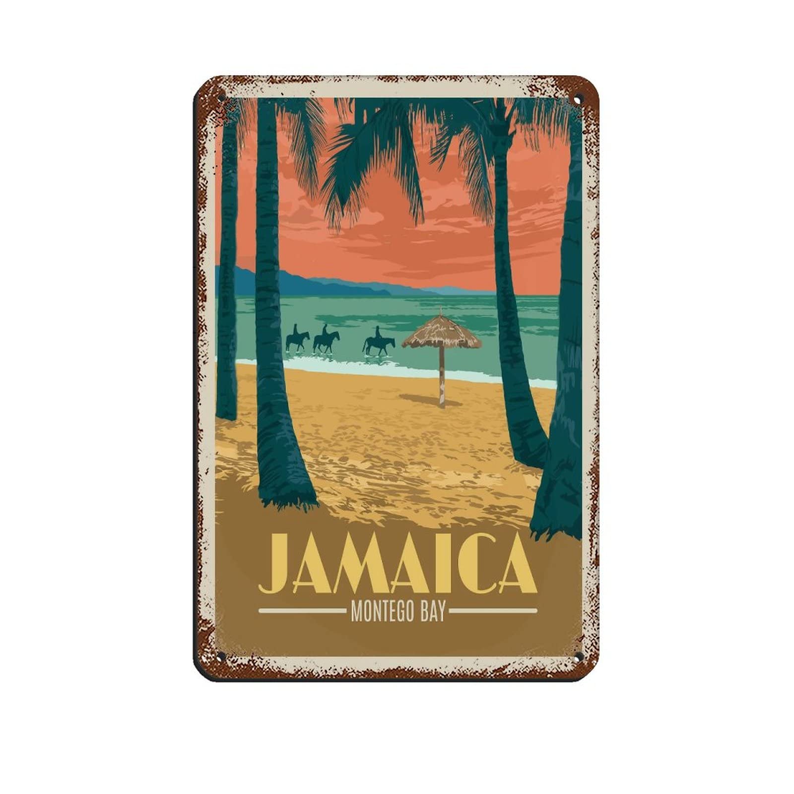 Kziwq T343 Metal Tin Sign Montego Bay Jamaica Vintage Decor Art Sign Home Kitchen Bar Cafe Club Cave Wall Decor Retro Travel Sign 15X30cm