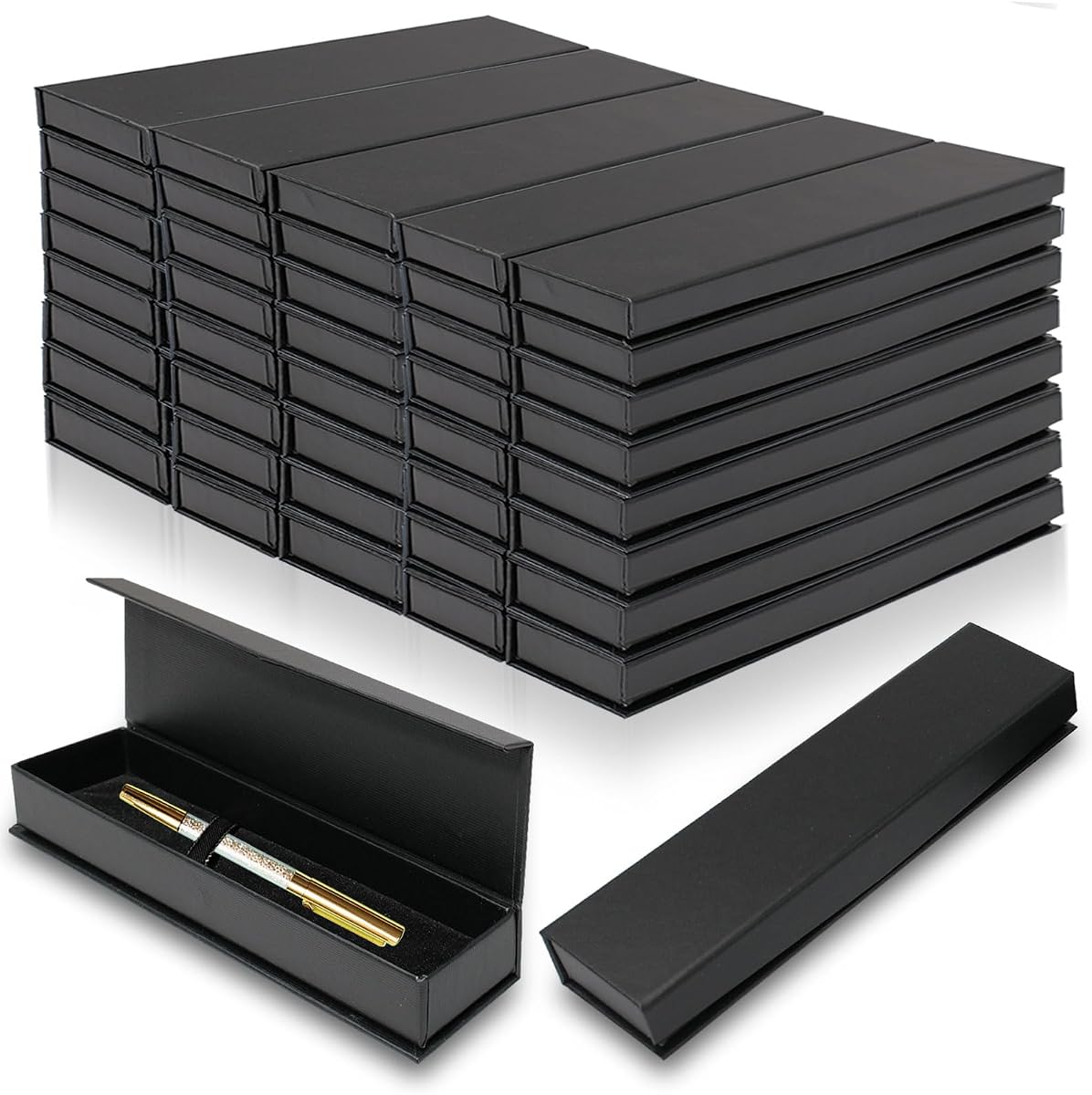 42 Cajas de Regalo para Bolígrafos, Caja de Regalo para Bolígrafo Negra Vacía con Bolígrafo Cojín, Caja de Exhibición de Joyas, Cajas Vacías para Colección de Regalos para Recuerdos de Cumpleaños, Regalos Comerciales, Suministros de Oficina
