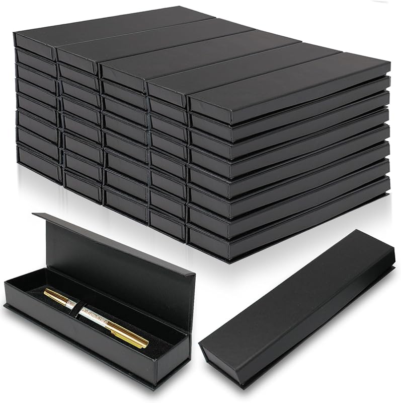 42 Cajas de Regalo para Bolígrafos, Caja de Regalo para Bolígrafo Negra Vacía con Bolígrafo Cojín, Caja de Exhibición de Joyas, Cajas Vacías para Colección de Regalos para Recuerdos de Cumpleaños, Regalos Comerciales, Suministros de Oficina