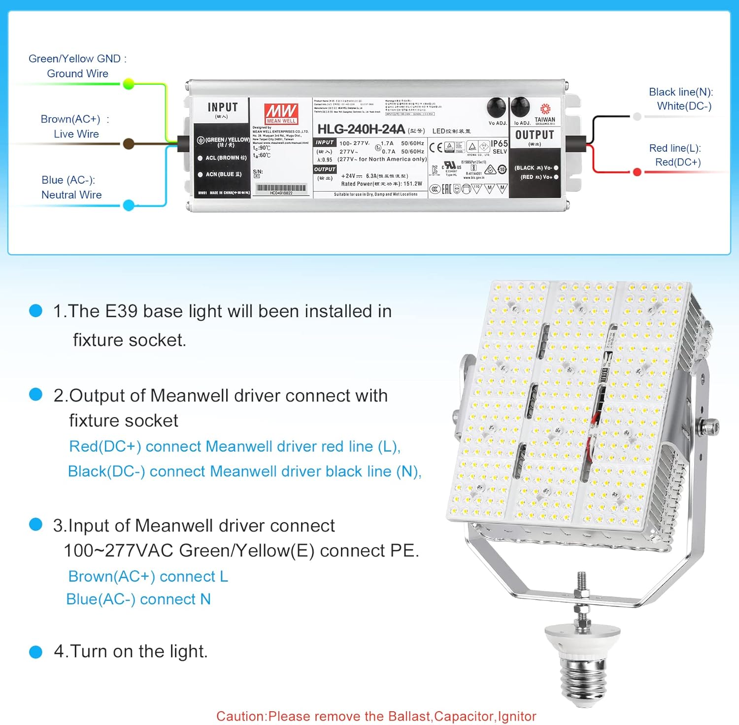 BBESTLED 240W LED Shoebox Retrofit Kit, E39 Mogul Base LED Sport Court Lights, DLC & ETL Outdoor Pole Lights Roadway Street Stadium Shoebox Fixture, Parking Lot Retrofit Light