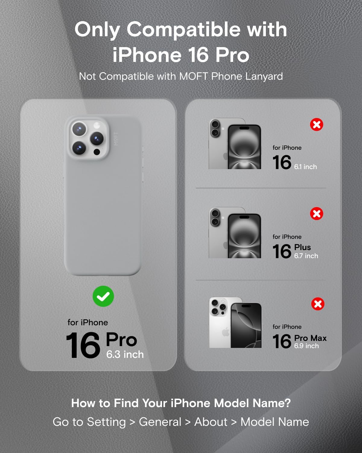 MOFT Phone Tripod Stand Cement & Snap Case MOVAS™ Vegan Leather for iPhone 16Pro, Cemen