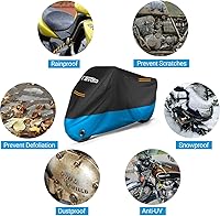 Vista 35 de Favoto - Funda impermeable para motocicleta, universal, duradera, reflectante, protección solar para cualquier temporada, con orificios de seguridad