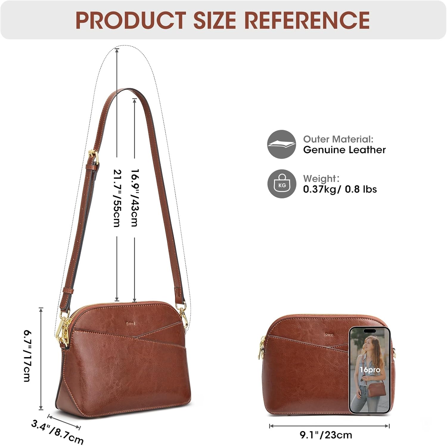 Kattee Leather Crossbody Bags for Women Trendy, Small Purses Handbags Shoulder Bag, Genuine Leather Cross Body Bag for Woman - Image 3
