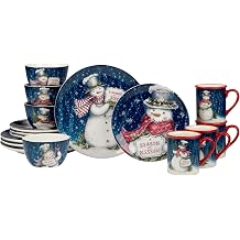 Certified International Snowman Greetings 16 Pc Dinnerware Set, Service for 4