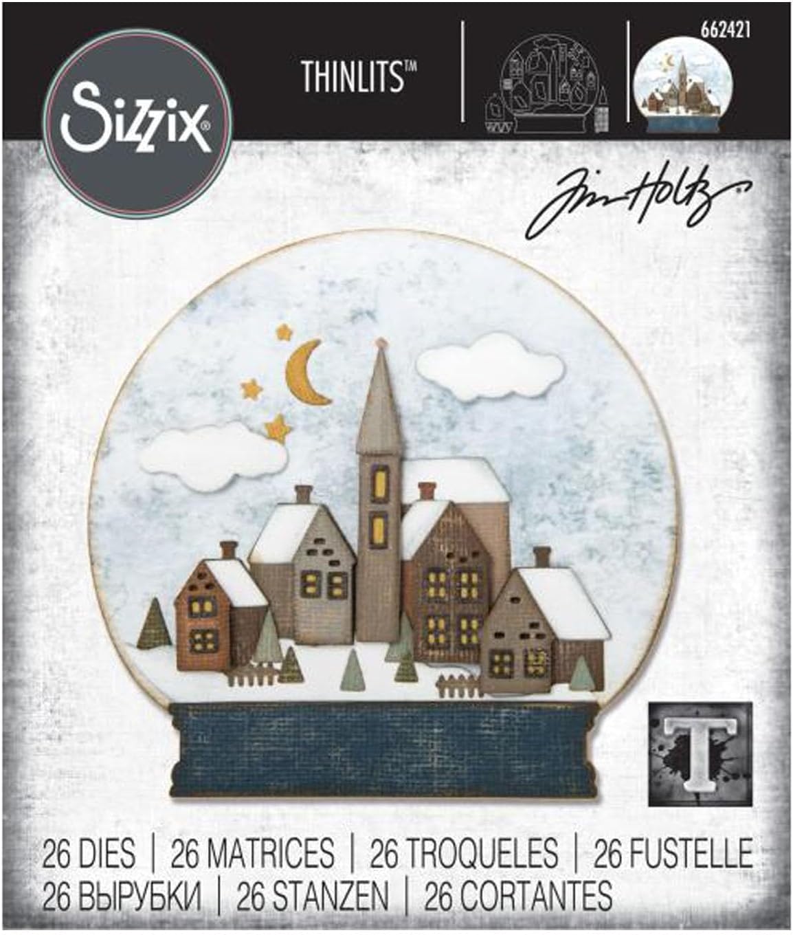 Sizzix Thinlits Die Set 662421, Snowglobe #2 by Tim Holtz, 26 Pack, Multi Color, One Size