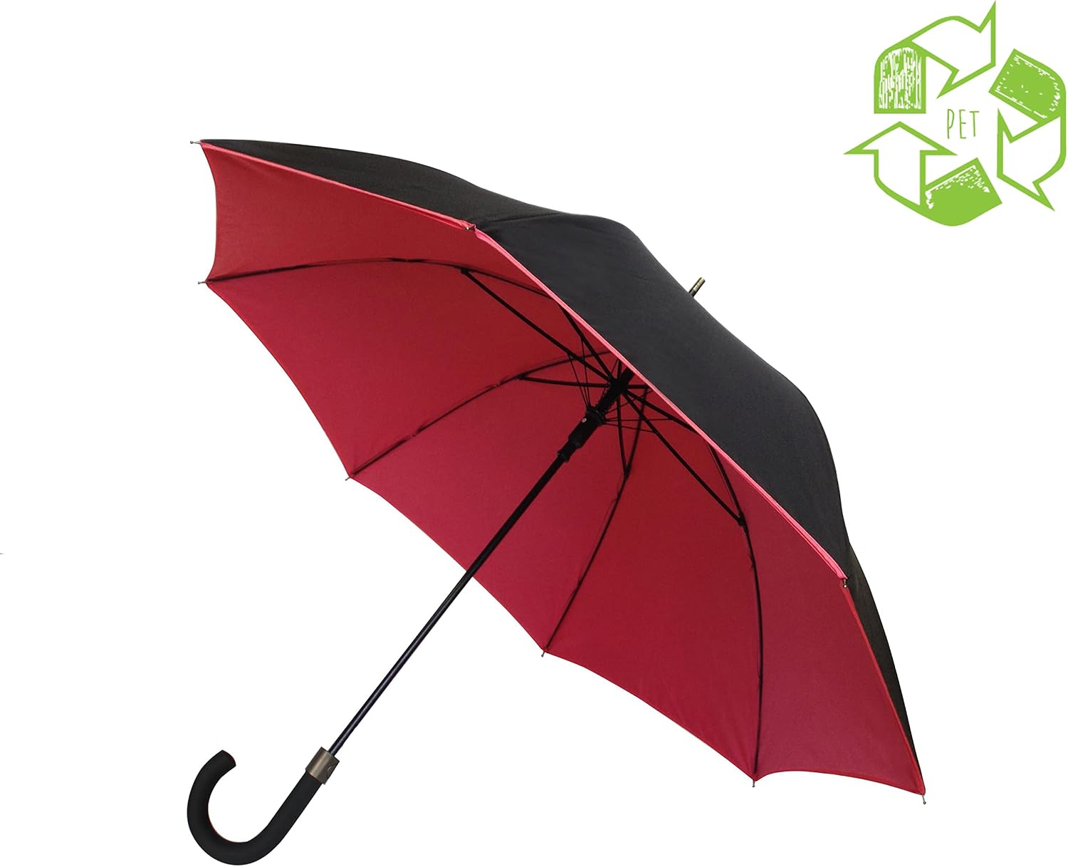 SMATI Large Double Canvas Umbrella - Ultra windproof; Diameter=105 cm; automatic opening; two person umbrella; Men's/Women's umbrella; Colour BLACK/RED