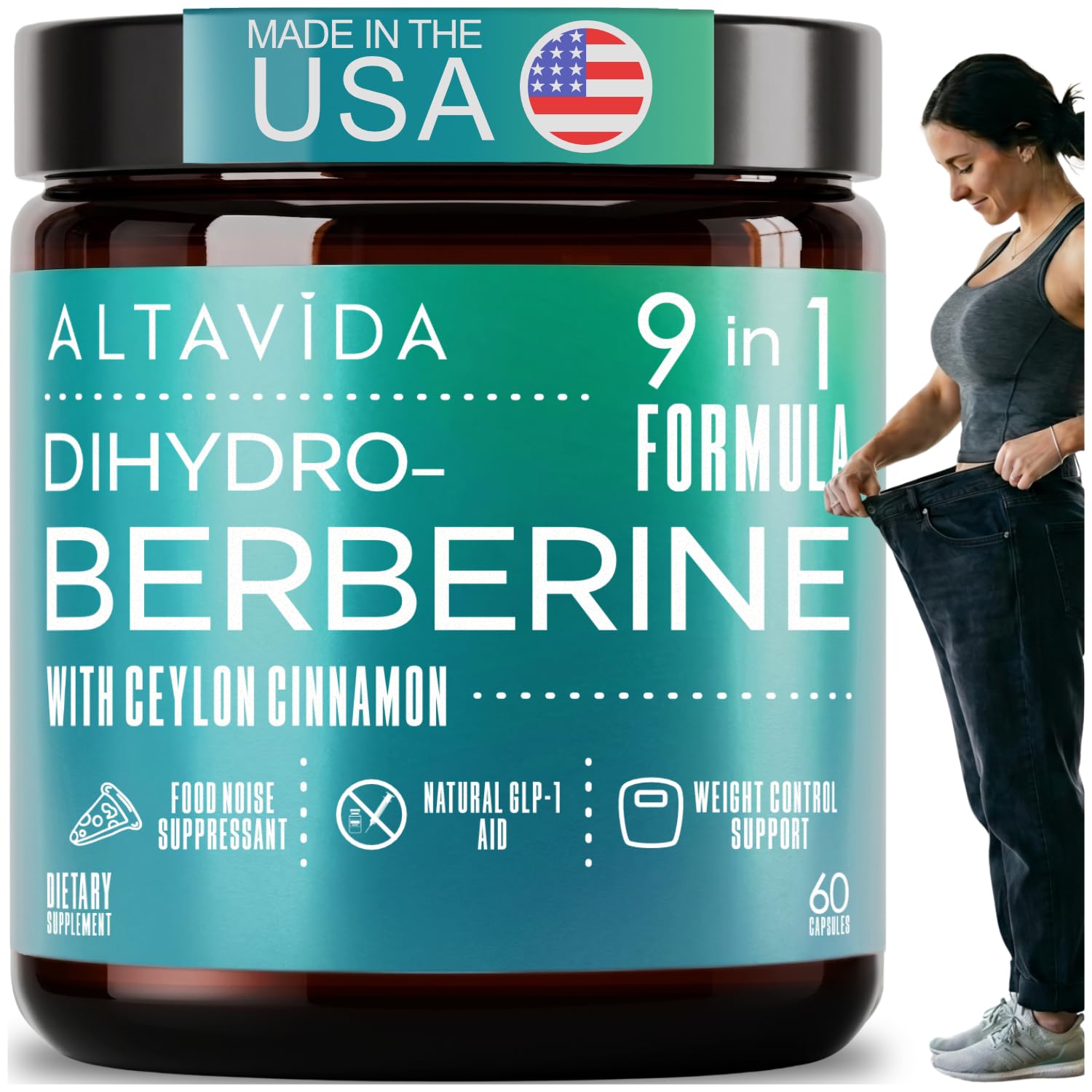 Dihydroberberine Super Berberine Supplement with Ceylon Cinnamon and Alpha Lipoic Acid - GlucoVantage 250mg - 5x Enhanced Bioavailability Over Berberine HCL - Metabolic & Wellness Support - 60 Caps