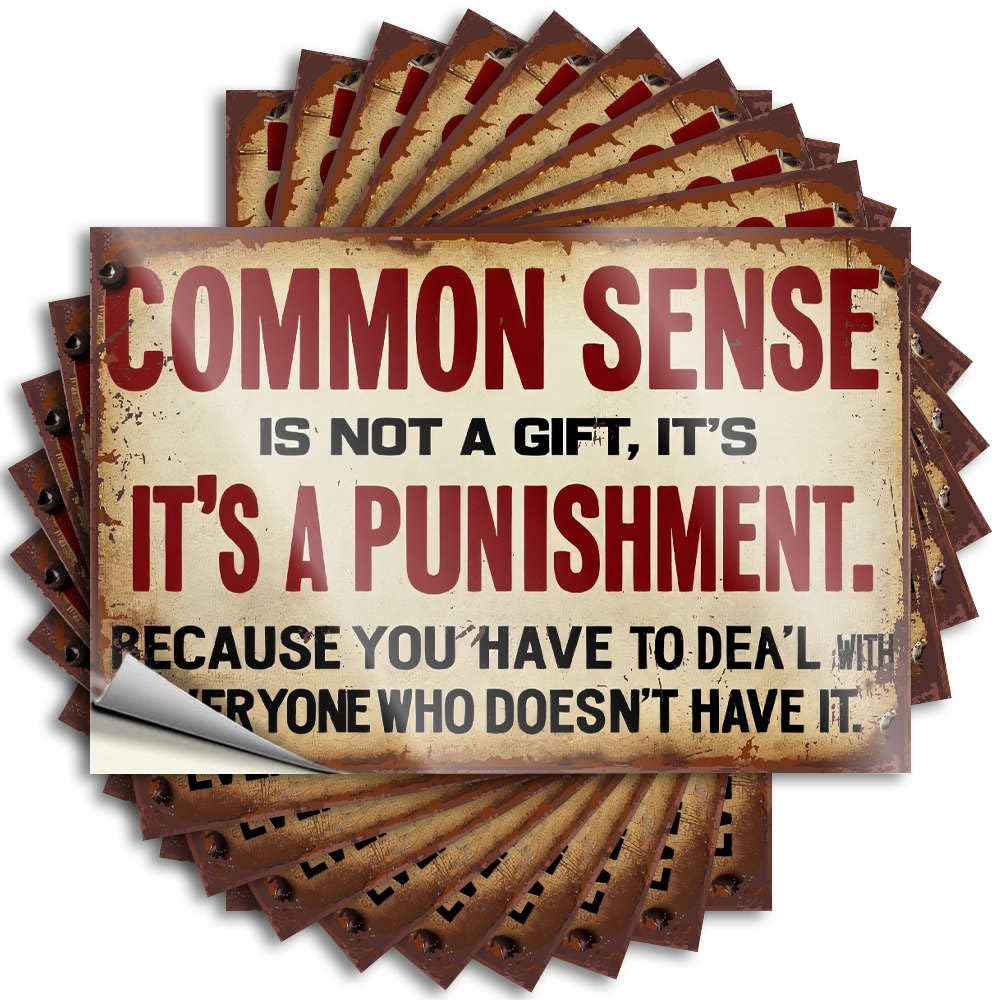Sticker Vintage Decor Waterproof Vinyl Sticker | Common Sense is Not A Gift, It's A Punishment. Because You Have to Deal Snarky Helmet for Dry DIY Projects(8X12CM)