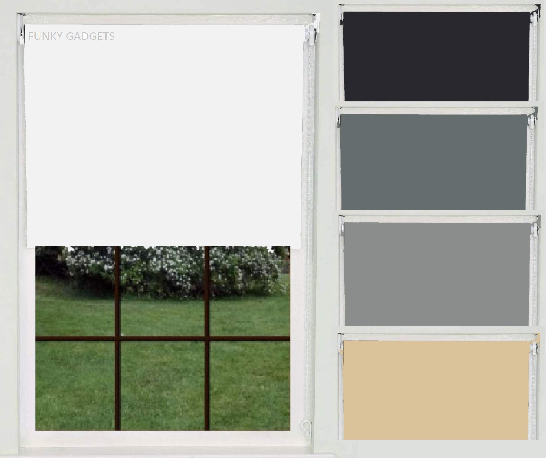 Funky Gadgets PVC Venetian, (180 x 165 cm, Thermal Blackout Roller Blinds, White)