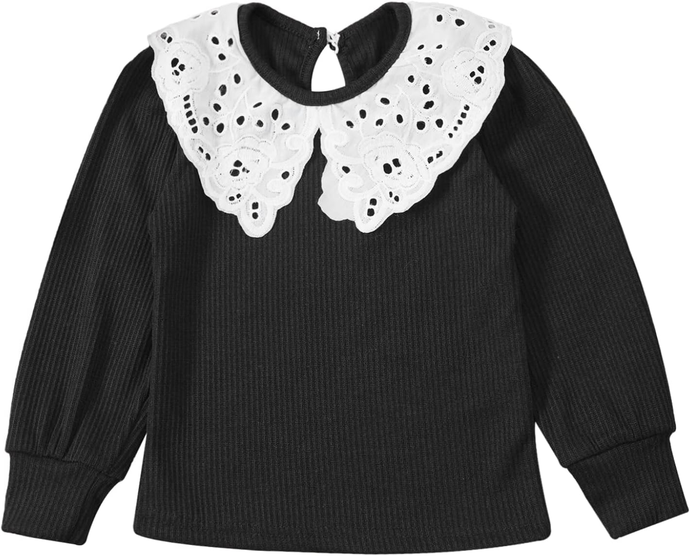 Baby Toddler Girls Lace Doll Collar Blouse Long Sleeve Loose Soft Tops Shirts