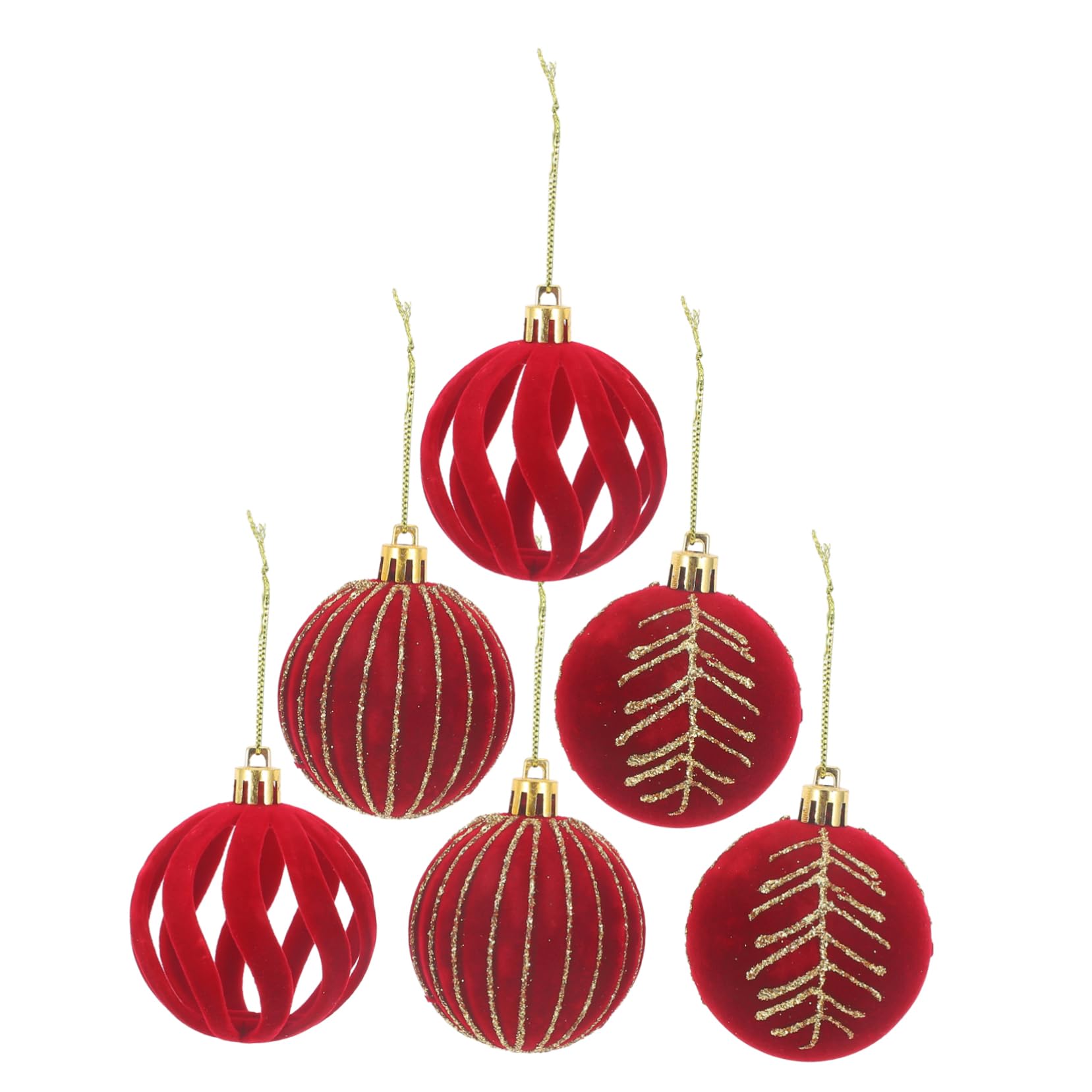 PRETYZOOM 24stücke Teiliges Weihnachtsbaum-dekorationskugeln Rot Flocking Weihnachtsbaum-hängeschmuck Für Festliche Anlässe Und Weihnachtsdekoration