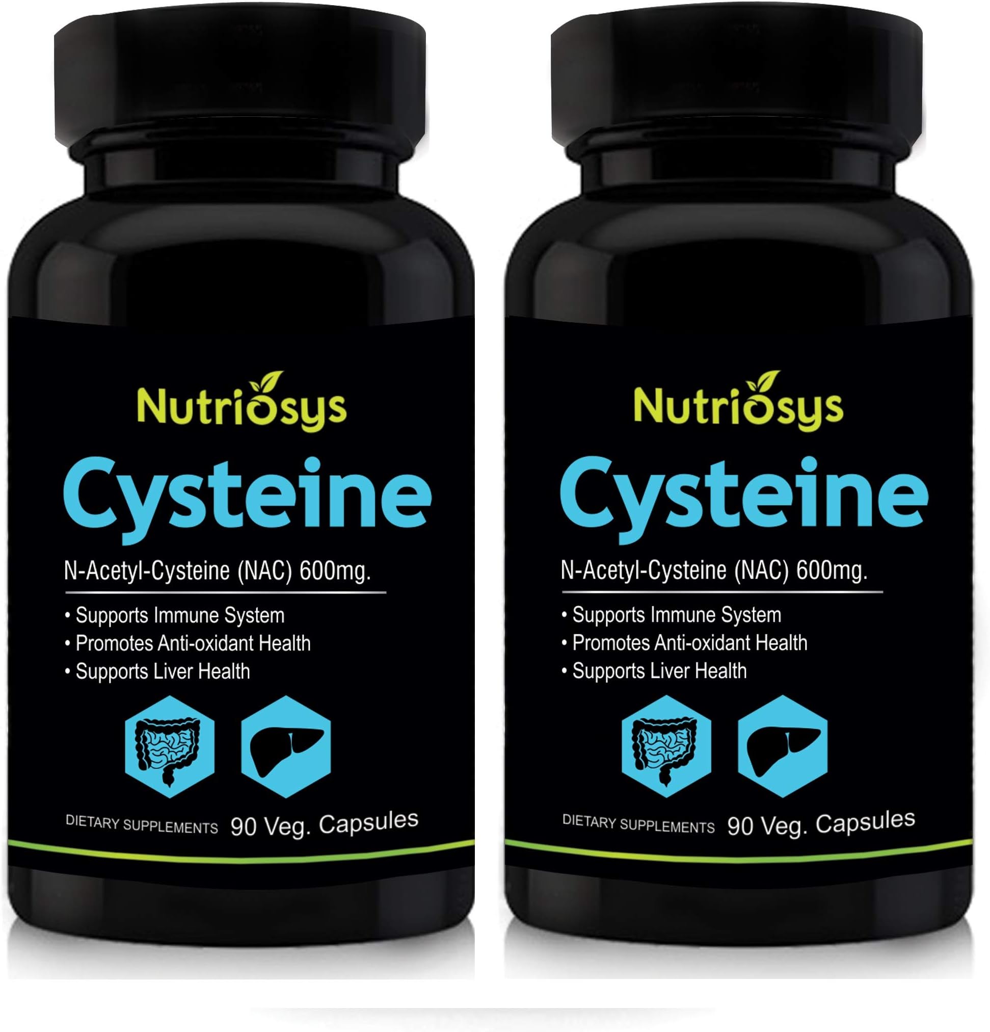 NutriosysCysteine 600mg (90 Veg Capsules) Pack of - 2