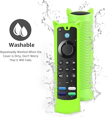 Miniatura 10 de Paquete de 2 fundas protectoras para control remoto, funda de silicona para control remoto que brilla en la oscuridad con cordón (morado brillante y