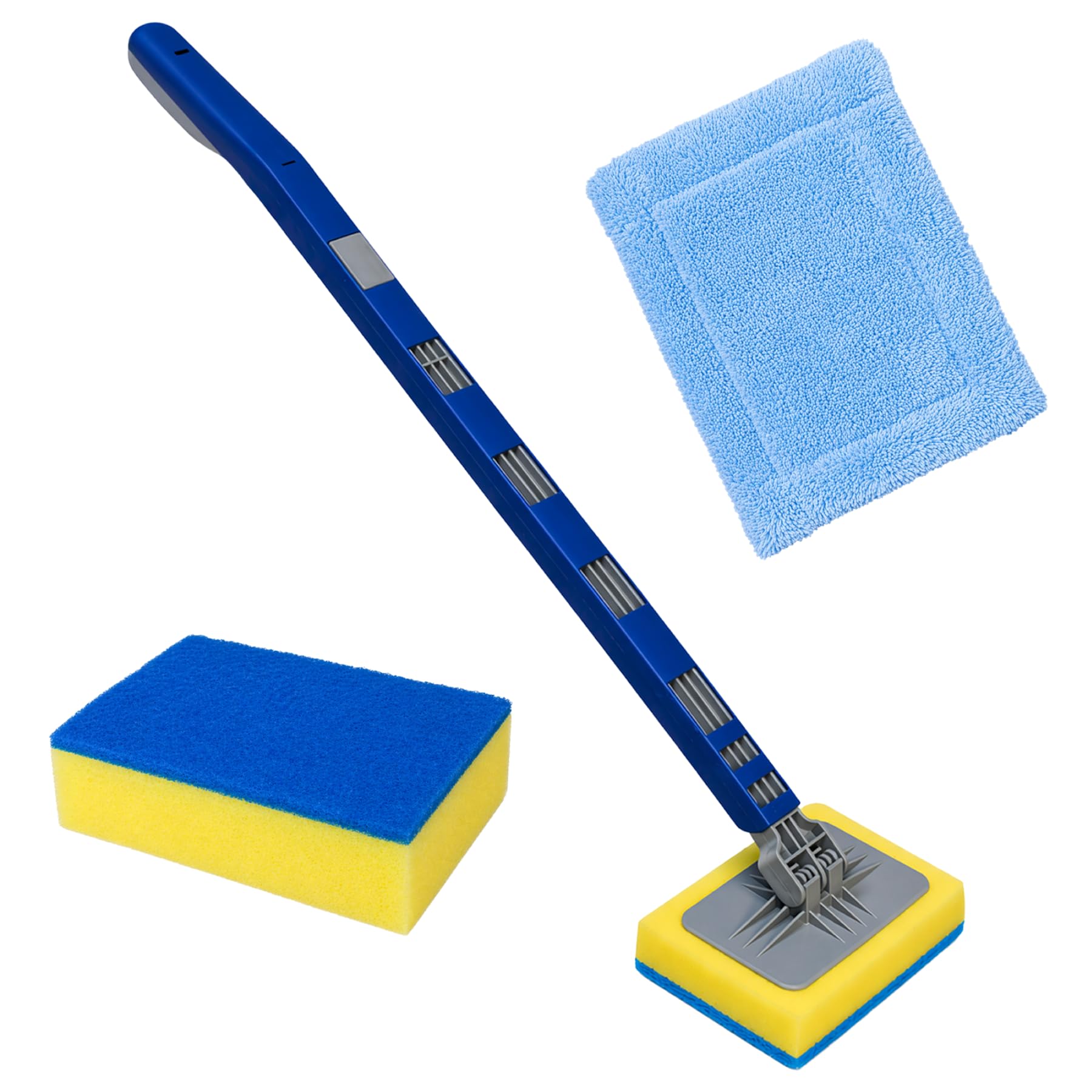 Kct Blue Extendable Household Cleaner Kit Tile Window Bathroom Scrubber Sponge Brush