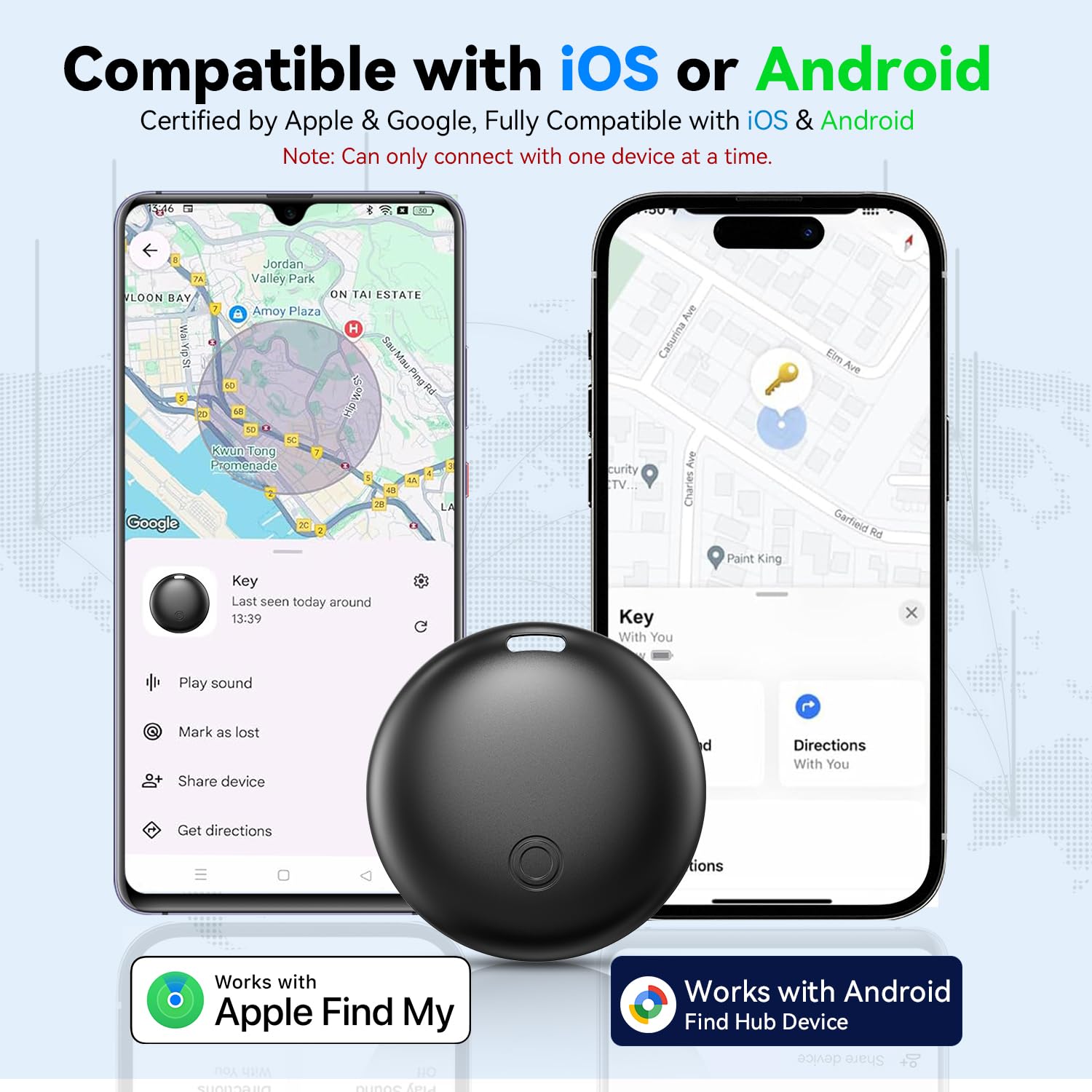 Smart Tag Bluetooth Tracker Android iOS 4 Pezzi Google Dov'è Apple Find My