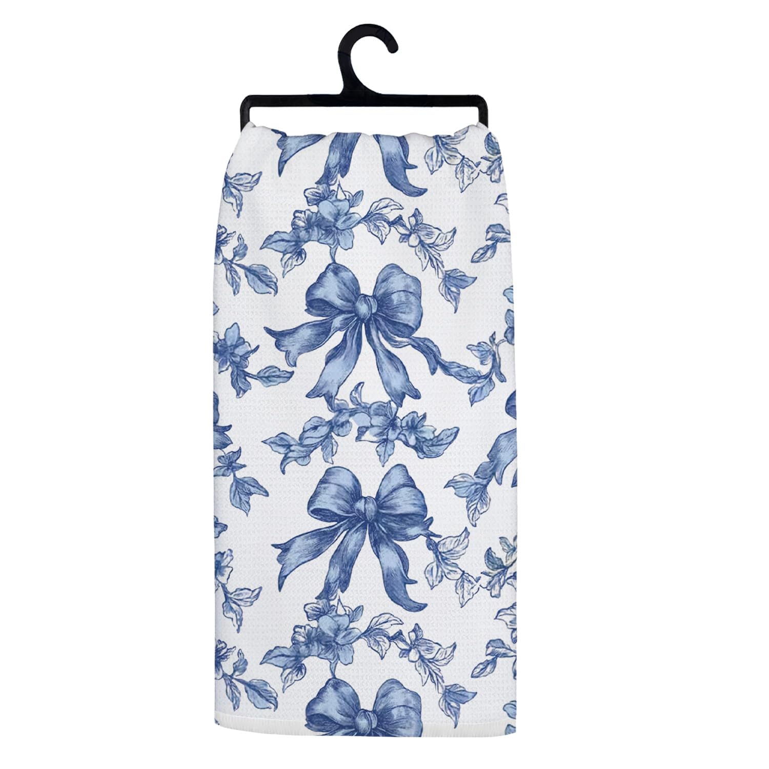 Koesus Chinoiserie Coquette Bow Floral Kitchen Towels, Blue and White Shabby Chic Decorative Hand Towels for Bathroom, Grandmillennial Flower Dish Tea