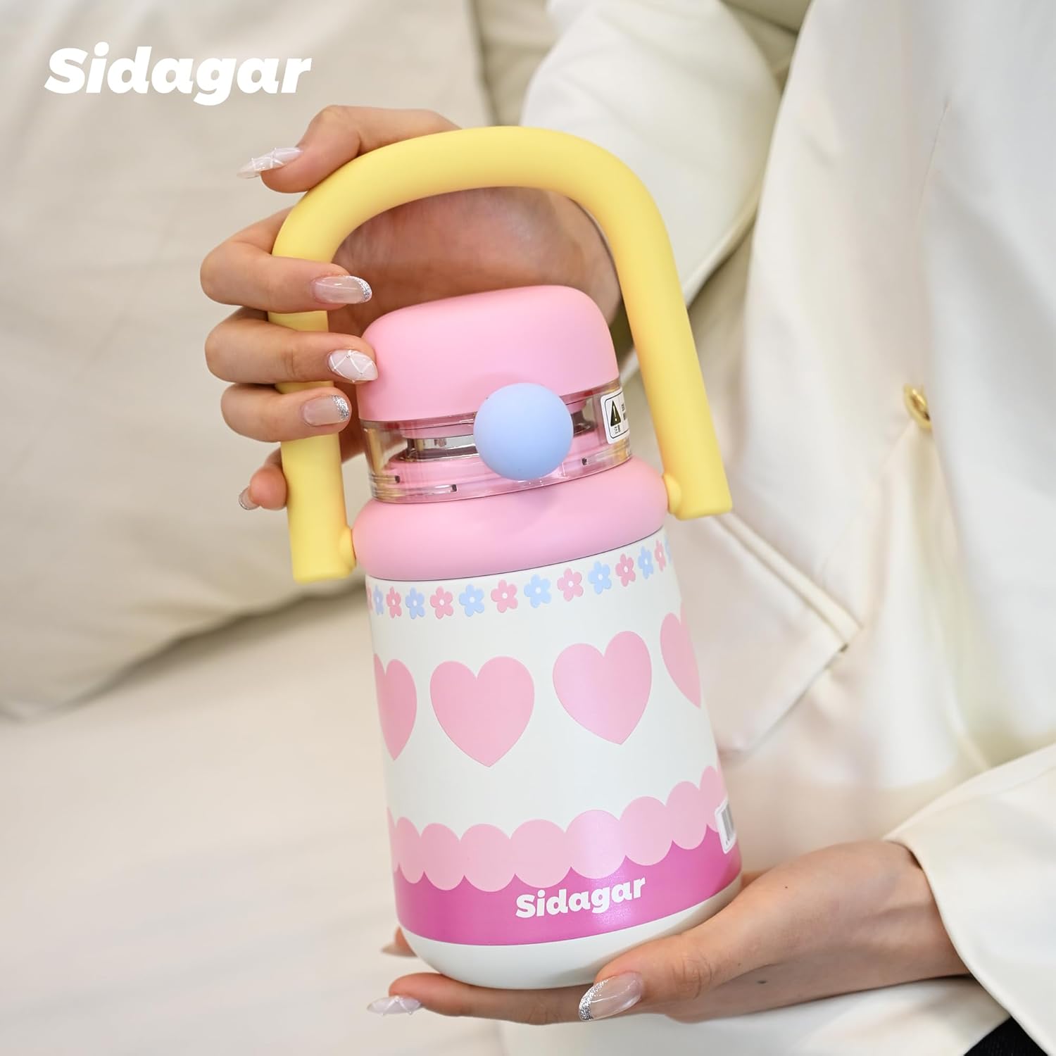 27 oz Insulated Tumbler with Flip Straw, Water Bottle with Handle and Lid, Kids Stainless Steel Vacuum Travel Mug, Leak-Proof, Cute Cups for Women School Birthday Gift, Pink - Image 2