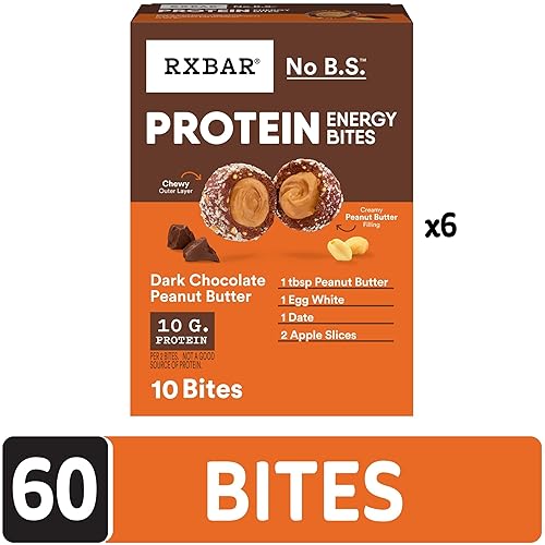 Miniatura 4 de RXBAR Bocaditos energéticos proteicos, aperitivos energéticos sin gluten, aperitivos de proteínas, mantequilla de maní de chocolate negro (60