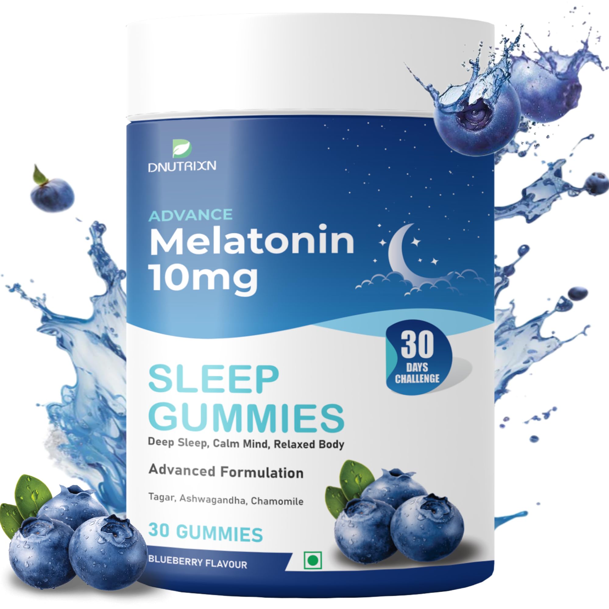 DNUTRIXN Advance Melatonin 10mg Sleep Gummies for Better Sleep | 30 Days Challenge |Advanced Formulation with Ashwagandha, Tagar & Chamomile Extract - Blueberry Flavour (30 Gummies) (B0CJTM4H8D) Amazon Price History, Amazon Price Tracker