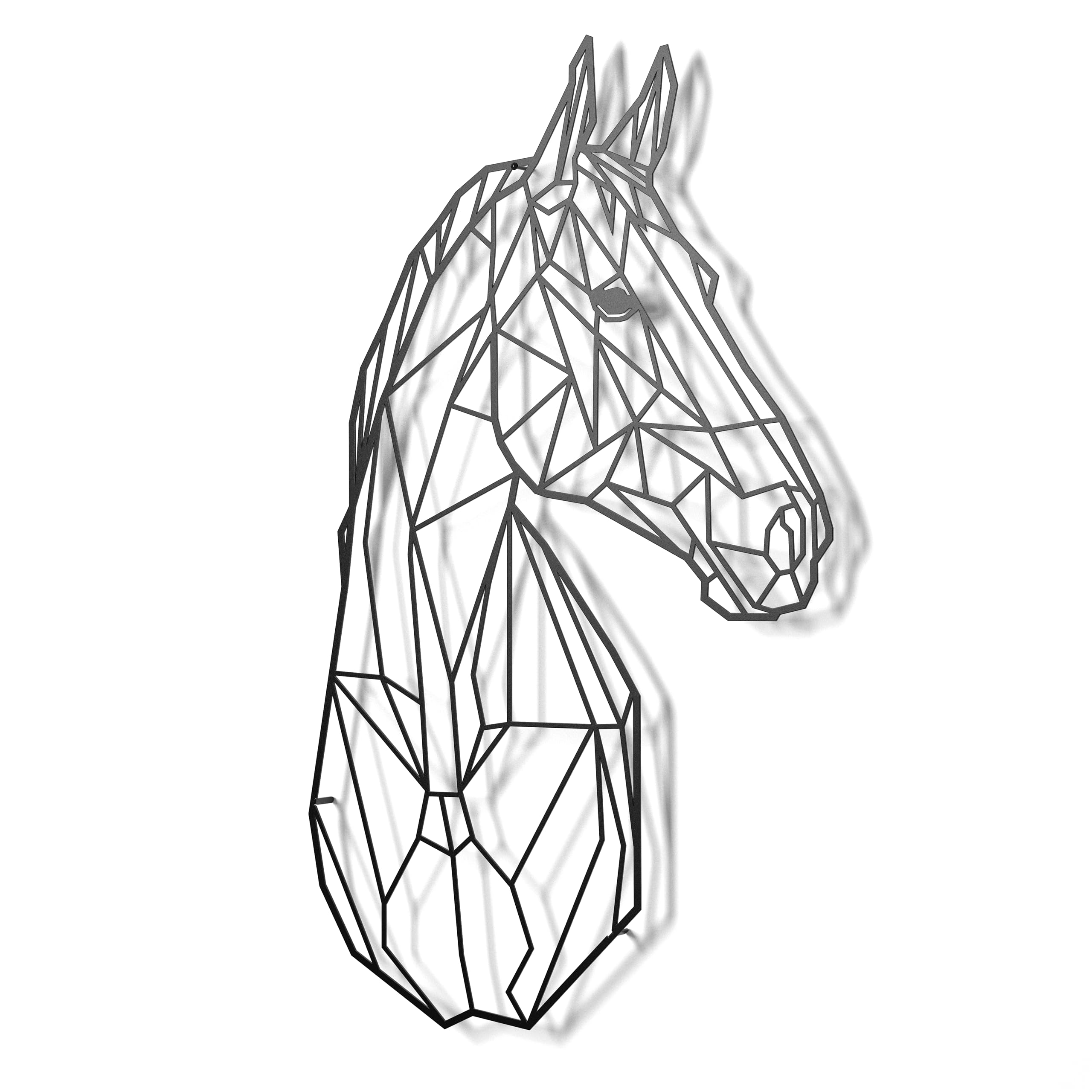 keluly Decorazione in metallo - Scultura da parete galleggiante, con ombre, in acciaio (43 x 31 cm, cavallo)