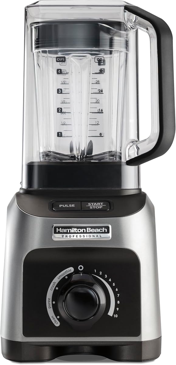 Professional 32 oz. Quiet Shield Blender for Smoothies | BPA Free Jar | 4 Programs + Variable Speed Dial for Smoothies, Ice Crush, Puree |1500 Watts Peak Power | Silver | 58870