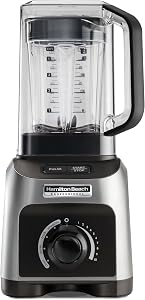 Hamilton Beach Professional Quiet Shield Blender for Smoothies, Ice Crush & Puree, 1500W Peak Power, 32 oz BPA-Free Jar, 4 Programs, Variable Speed Dial, Silver & Black, 58870