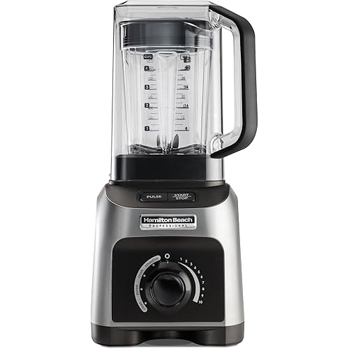 Hamilton Beach Professional Quiet Shield Blender, 1500 Watts Peak Power, 32oz BPA Free Jar, 4 Programs & Variable Speed Dial for Smoothies, Ice Crush, Puree, Silver (58870)