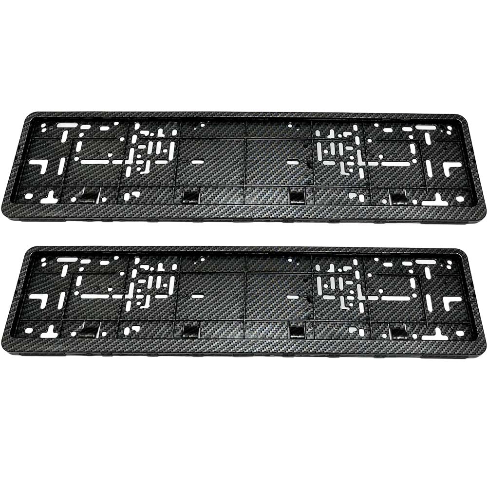 Number Plate Holder UK EU Car Licence Registration Plate Frame, 2X Carbon Fibre Black