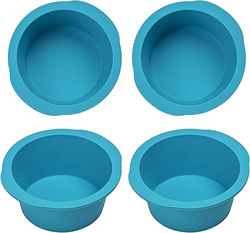 Miniatura 1 de Moldes redondos de silicona extra gruesos de 4 pulgadas, 4 moldes antiadherentes para hornear para pasteles de capas, pastel de queso, pastel de