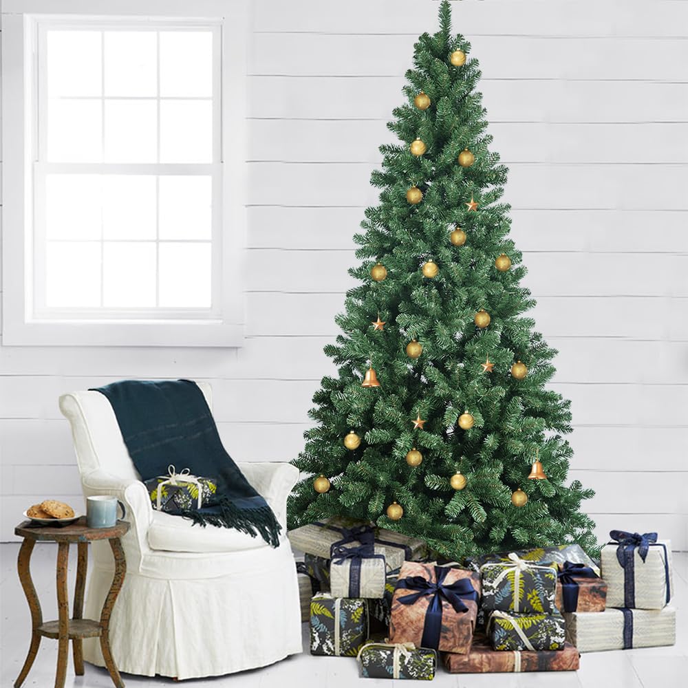 CVHfhjTG christmas tree, Unlit Artificial Green Fir Wood PVC with Branch Tips, with Foldable Metal Stand for Home, Office(5FT)