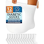 Special Essentials 12 Pairs Cotton Diabetic Ankle Socks - Non-Binding With Extra Wide Top For Men and Women White 13-15
