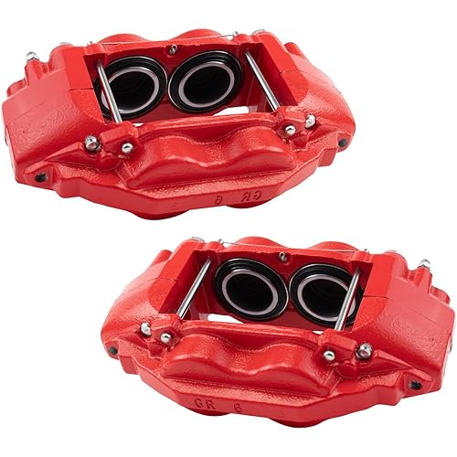 TRQ Front Performance Brake Caliper Set Red Compatible with 2016-2022 Toyota Sequoia 2016-2021 Tundra
