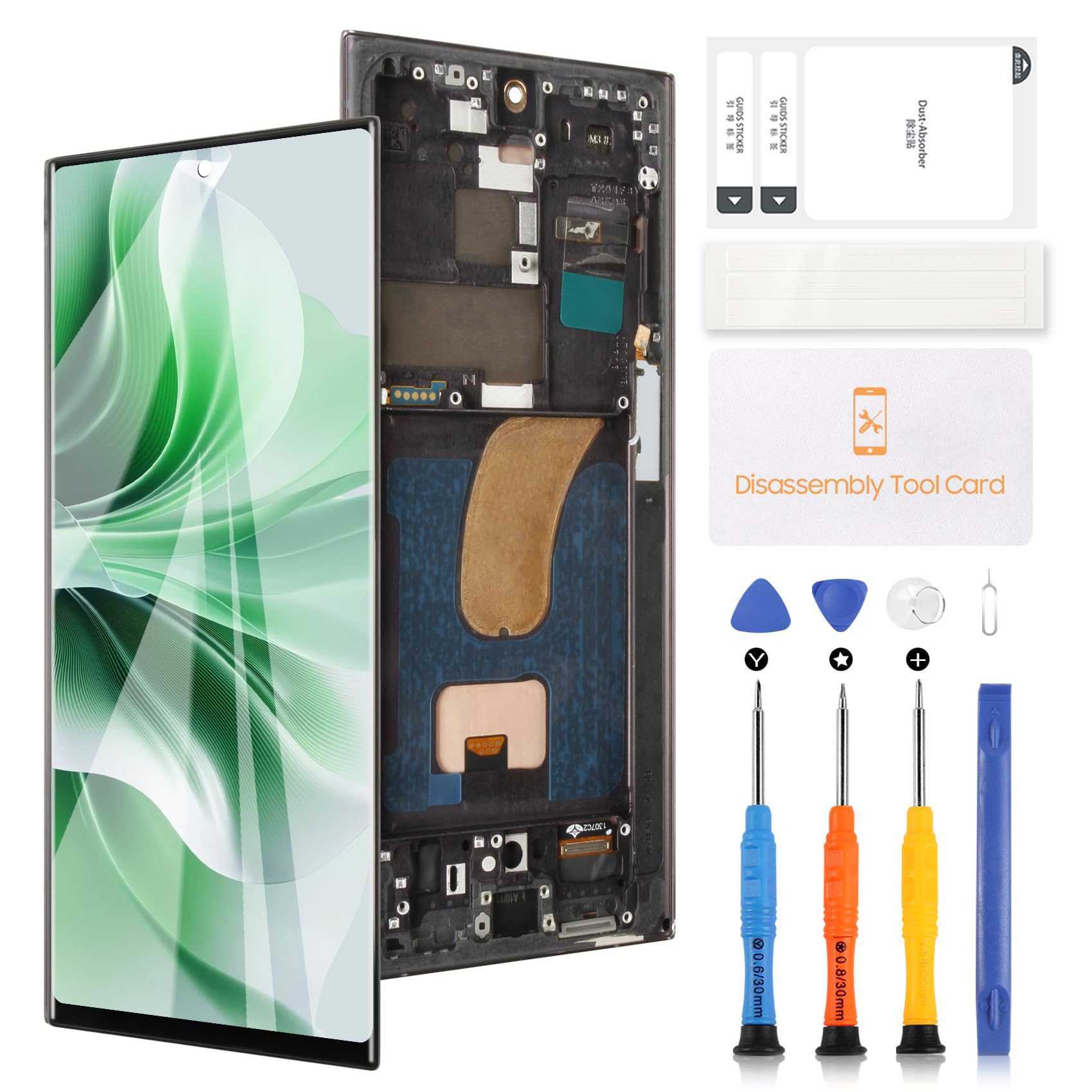 Pantalla LCD OLED para Samsung S23 Ultra, Pantalla de Repuesto para Samsung Galaxy S23 Ultra 5G S918 S918B SM-S918B, Pantalla LCD, digitalizador, Cristal táctil, Kit de Montaje Completo, Negro con