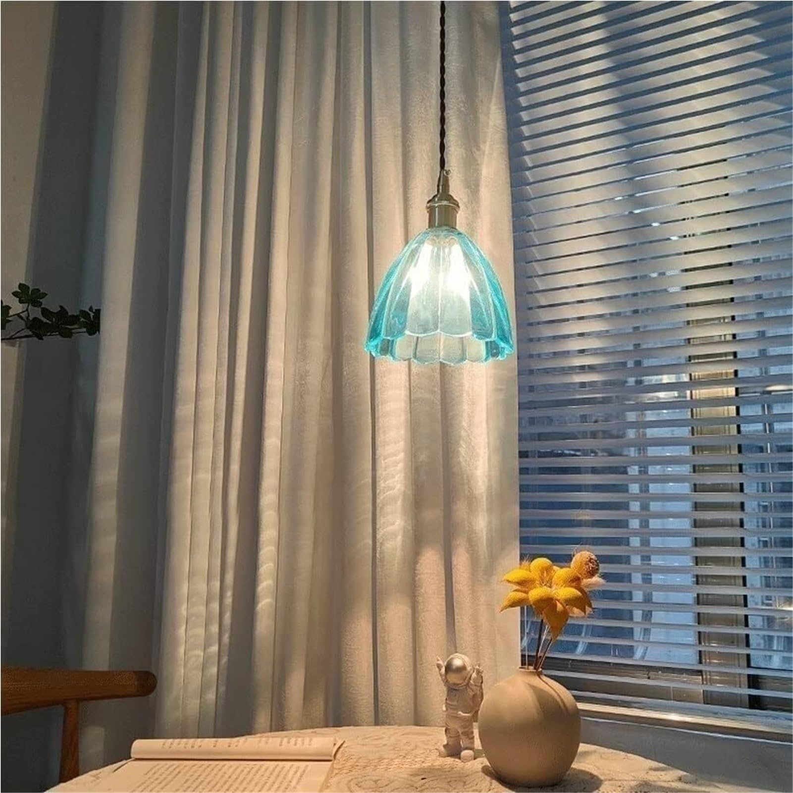 Lámpara colgante de cristal de latón japonés nórdico, iluminación colgante, accesorio de techo, acento creativo for baño, vestidor