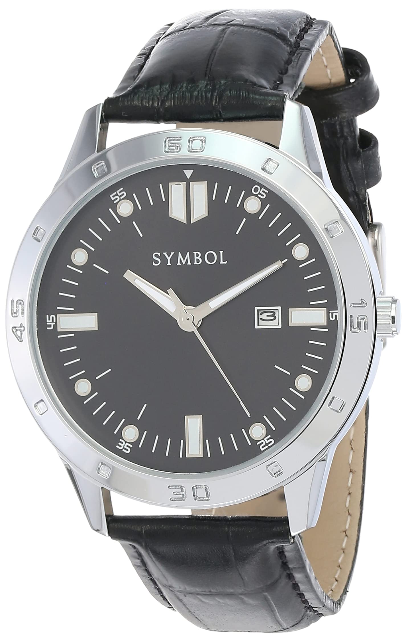 Amazon Brand - SymbolMen Leather Spring-Summer'21 Analog Black Dial Watch-Az-Sym-Ss21B-25A, Band Color-Black