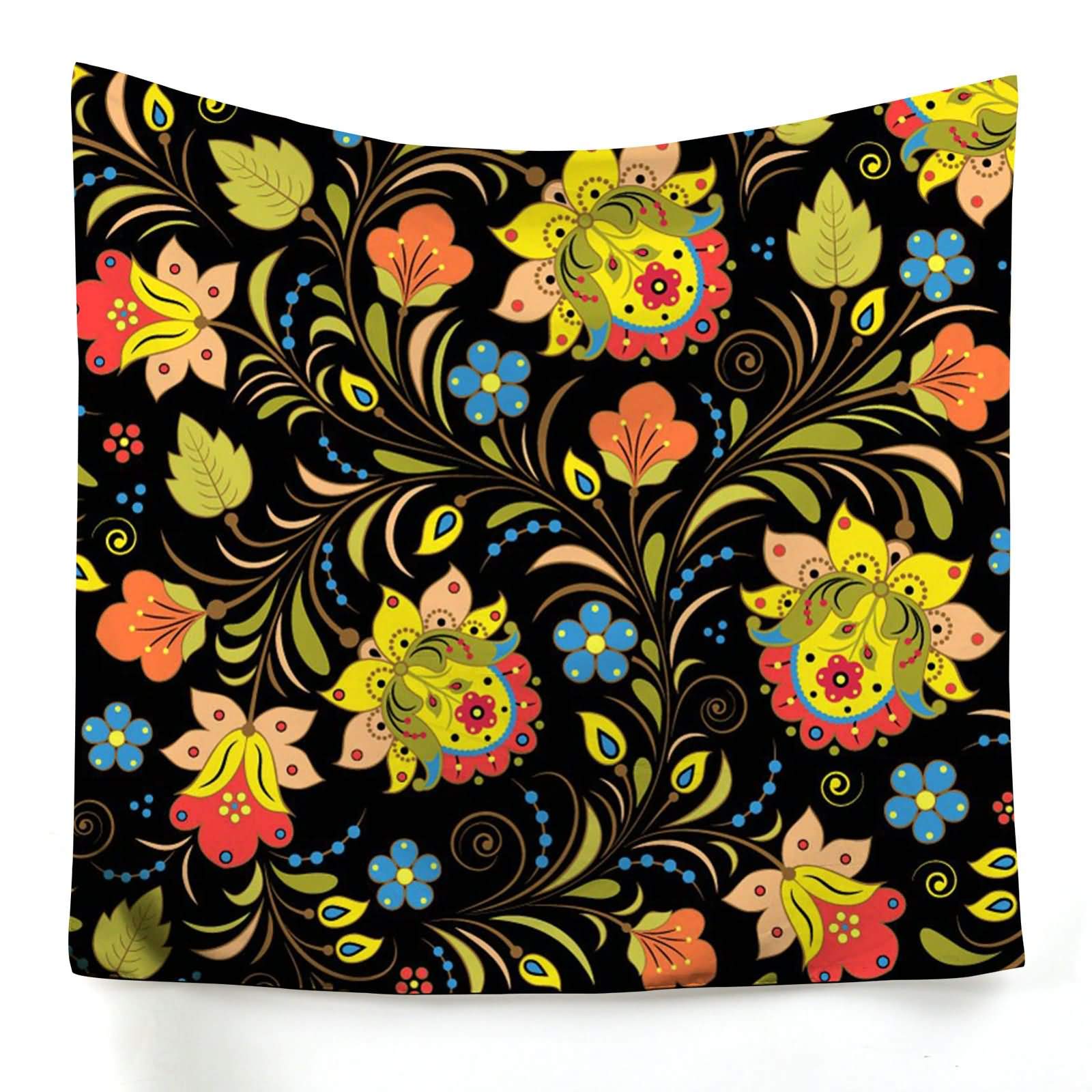 Tapisserie murale fleurie 150x130 cm en toile imprimée mode multicolore