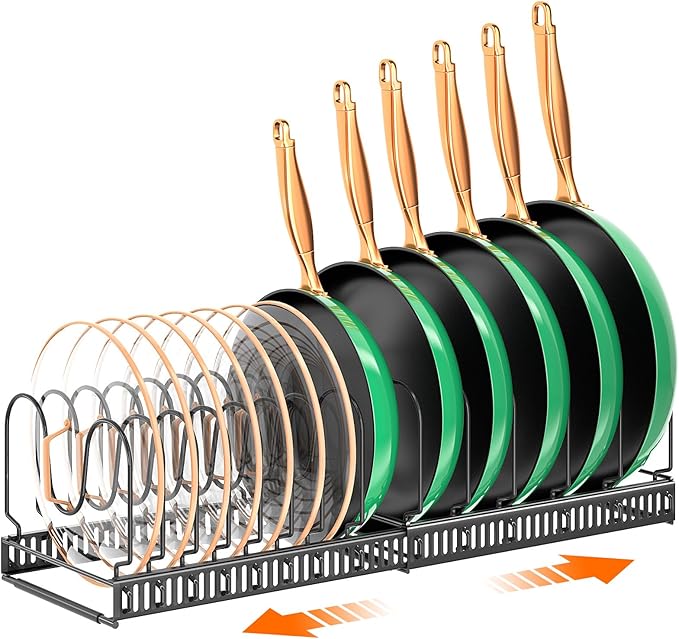 2 Pack Pots and Pans Organizer Rack for under Cabinet