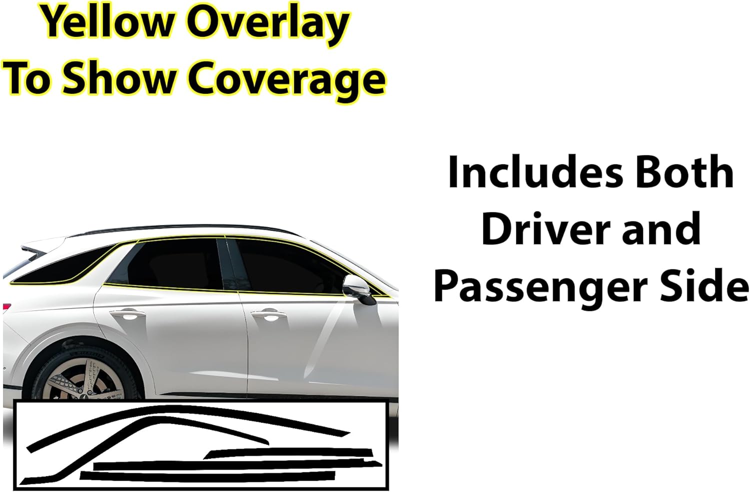 BOGAR TECH DESIGNS Side Window Trim Chrome Delete Overlay Compatible with Genesis GV70 2022-2025, Gloss Black