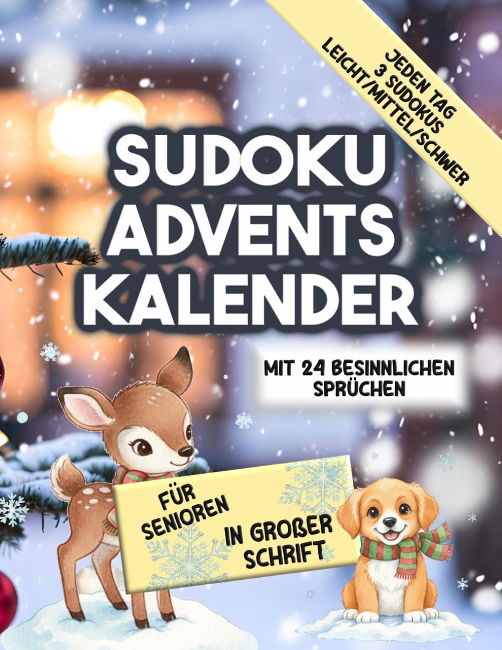 Sudoku Adventskalender für Senioren in großer Schrift: 24 besinnliche Sprüche & täglich 3 Sudokus leicht mittel schwer: Großdruck-Rätselbuch für die Adventszeit mit 72 Sudokus und Lösungsteil
