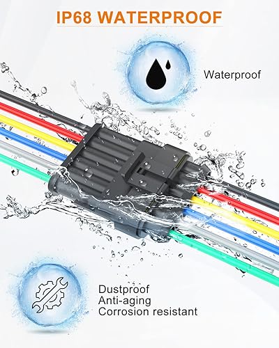 Miniatura 3 de NAOEVO Conector de 6 Pines Impermeable, Conectores de Cable de 6 Hilos 16 AWG, Conectores Eléctricos Automotrices Macho y Hembra Vía con Tubo