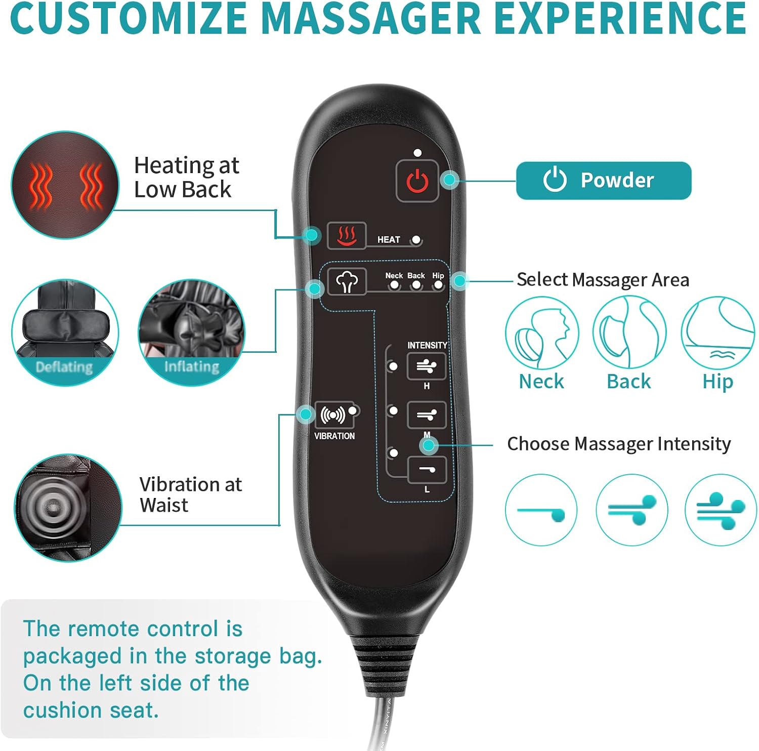 Sotion Neck Back Massager Chair Pad with Heat for Back Pain, Height Adjustable Vibration Chair Massager Seat Cushion for Home Office Gifts for Mom Dad