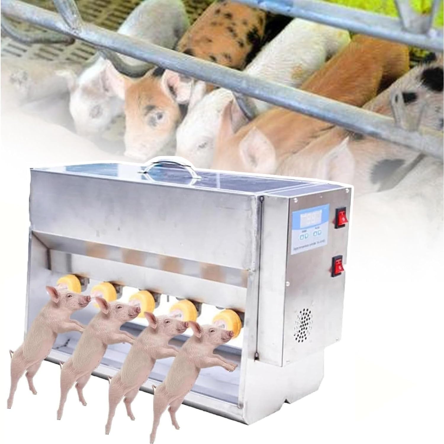 Wielofunkcyjny Podajnik Karmy Dla Prosiąt, Podajnik 10/14 Smoczków Do Karmienia Mlekiem, 15 L/10 Smoczków, 20 L/14 Smoczków, Stanowisko Do Karmienia Prosiąt, Ze Smoczkami(Dual-Side10Nipples)