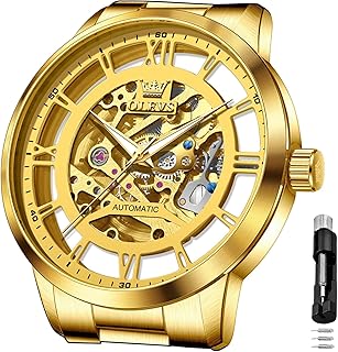 Herrenuhren Goldene Schwarz Edelstahlarmband Quarz Uhr Männer mit Datum Wasserdicht Leuchtende Klassische Elegantes Armbanduhr Geschenk