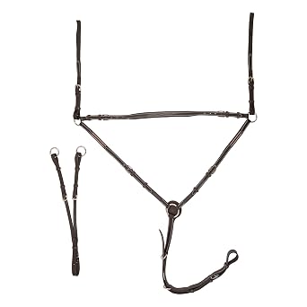 Exion 3-Point Horse Breastplate with Wither Padding & Running Martingale Havana, Full