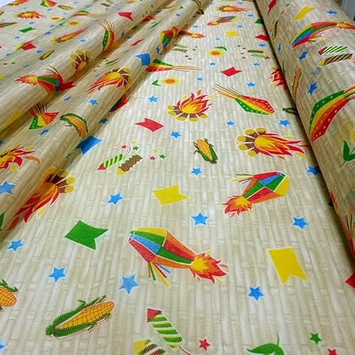 Tnt Estampado Festa Junina Caipira Palha 1,00m X 1,40m.