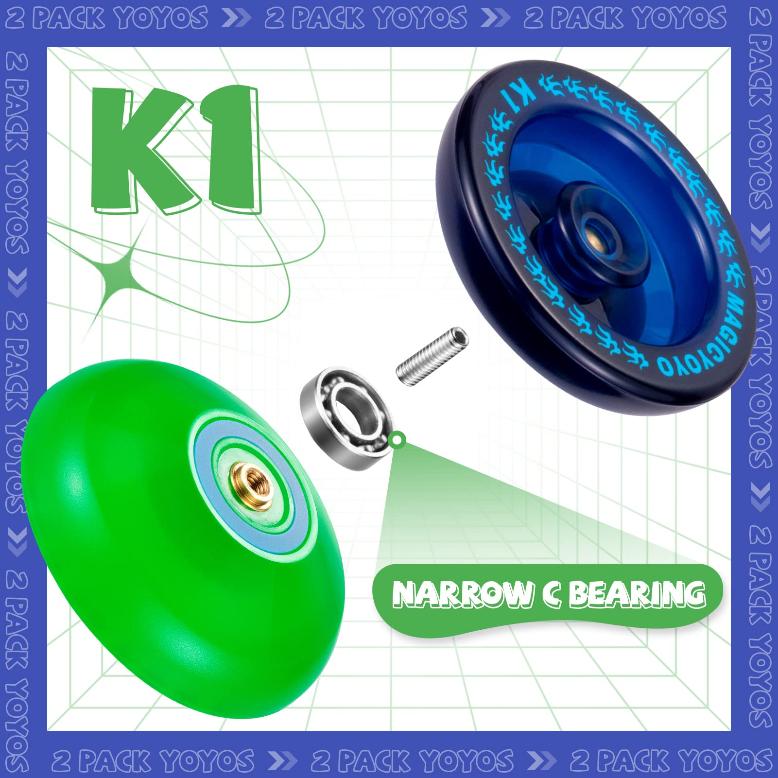 YOSTAR K1 Yoyos Pack of 2, Vaual Responsive Yoyo Master Pack, Tug-Return Trick Yoyo for Kids & Beginners - Image 4