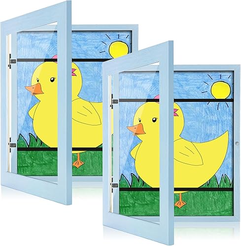 Vista 46 de [Paquete de 2] Marcos de arte para niños, marcos de arte para niños de 10 x 12.5 pulgadas con apertura frontal intercambiables, marco gris