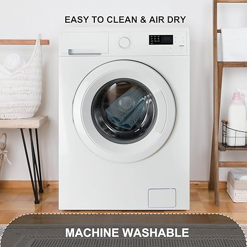 Vista 32 de Tapetes para bañera y ducha, antideslizante, 40 x 16 pulgadas, extra grande, lavable a máquina, con orificios de drenaje, ventosas para suelo de Gris