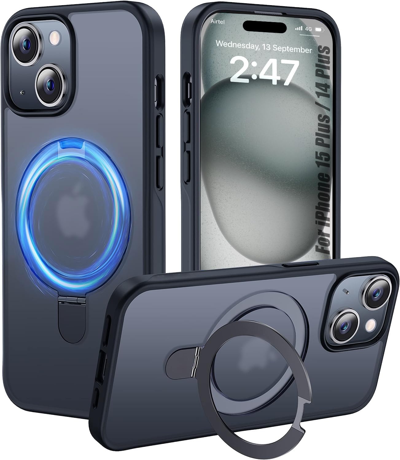 Enflamo Polycarbonate Matte Back Cover Case Compatible with Stand Magnatic Designed for iPhone 15 Plus & 14 Plus|Ultra Hybrid Camera Bump Protection (Black) (B0D4YV4KQW) Amazon Price History, Amazon Price Tracker
